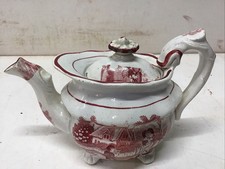 Red Transferware Teapot with Exotic Bird & Floral Pattern — listing 4