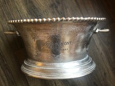 Cast Aluminum Champagne Chiller / Ice Bucket with Embossed Grapevine Motif and Ring Handles, listing 3