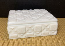 Vintage Milk Glass Star-Shaped Trinket Dish with Beaded Scroll Border — listing 3