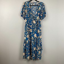 Knox Rose Women's Blue Floral Block-Print Boho Tassel-Tie Dress, Size Small — listing 2