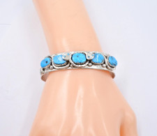 Effie Calavaza Zuni Sterling Silver & Turquoise Snake Row Cuff Bracelet — listing 2