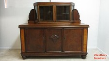 Antique Oak Two-Piece Hutch Cabinet with Glass-Door China Top and Cupboard Base — listing 6