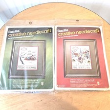 1976 Bicentennial 'Crossing the Delaware' Crewel Embroidery Framed Bucilla Kit