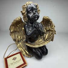 White Resin Cherub Angel Figurine Holding Flower Bouquet — listing 2