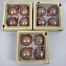 Christmas by Krebs Victorian Glass Ball Ornaments with Ribbon Roses & Gold Braid, Set of 4 — listing 3