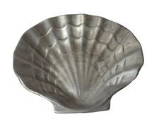 Vintage Aluminum Footed Shell Serving Bowl with Ornate Scroll Base — listing 2
