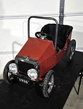 Vintage 1960s Pressed-Steel Pink & White Pedal Car with Chrome Steering Wheel — listing 6