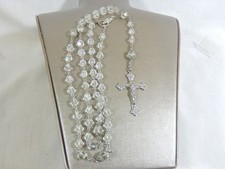 Vintage Aurora Borealis Amber Crystal Bead Rosary with Silver-Tone Crucifix — listing 4