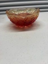 Amberina Pressed Glass Sawtooth-Rim Bowl, Hobstar & Fan Pattern, 3" x 6" — listing 6