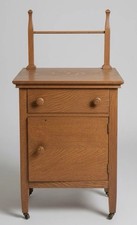 Antique Quartersawn Tiger Oak One-Door Washstand / Commode Cabinet with Drawer — listing 2