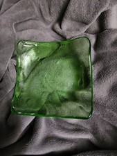 Uranium Glass Slab / Tile with Center Hole, 4 x 4 inch, Yellow-Green Vaseline Glass — listing 5