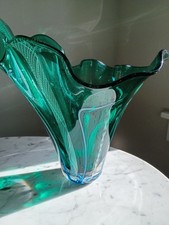 Art Glass Handkerchief Bowl with Green and Blue Swirl Marbling — listing 6