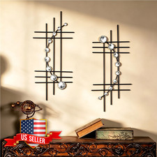Contemporary Abstract Metal Wall Art Sculpture, Interlocking Rings with Torch-Flame Finish