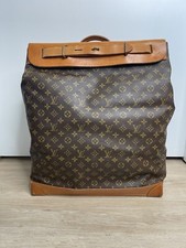 Vintage Monogram Canvas Hardside Steamer Suitcase Trunk (Pair) with Lozine Trim and Wood Slats — listing 4