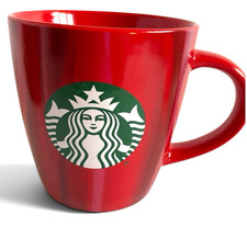 Starbucks 18 oz Holiday Ceramic Mug with Painted Red/Green Brushstroke Design and Siren Logo — listing 5