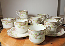 Antique Limoges Porcelain Demitasse Coffee Cup, Hand-Painted Floral with Gilt Trim Green/red 'Limoges France' mark — listing 4