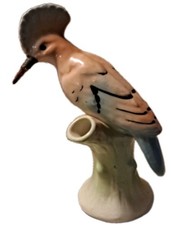 Vintage Cylindrical Ceramic Vase with Raised Bird & Floral Motif and Gilt Rim — listing 4