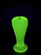 Vintage Vaseline Uranium Glass Flower Frog Bowl, Yellow Satin Finish, 5.5 inch — listing 4
