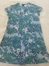 Miss Elaine Zip-Front House Dress Robe with Floral Embroidery, Size S — listing 5