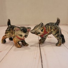 Vintage White Ceramic Cat Salt and Pepper Shaker Set with Painted Bows — listing 2