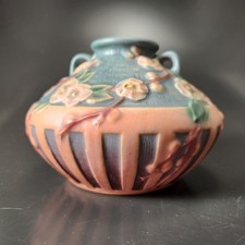 Roseville Pottery Cherry Blossom Two-Handled Vase, Brown, Shape 621-6