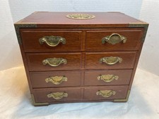 Chinese Rosewood Jewelry Box with Brass Shou Longevity Symbol and Ornate Latch — listing 6