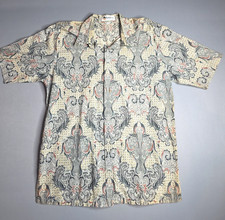 Batik Keris Men's Long-Sleeve Batik Shirt, Red/Gold/Brown Floral Print, Size 17 — listing 6