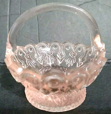 pressed glass basket Vintage Pressed Glass Mini Basket with Diamond Pattern — listing 4