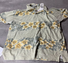 Blackwater Bay Men's Tropical Palm Leaf Print Cotton Polo Shirt, Size XL — listing 5