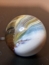 Vintage Clear Glass Marble with Blue Swirl Bands — listing 2