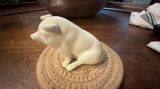 Belleek Irish Parian China Seated Pig Figurine Green mark — listing 4