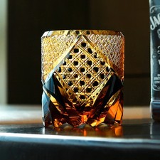 Cut Crystal Old Fashioned Whiskey Tumbler with Vertical Panel Cuts and Star-Cut Base — listing 4