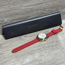 Gossip fashion band Quartz Ladies Watch Red Silicone Band Silver-Tone Cushion Case