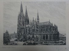 Original Signed Etching of Cologne Cathedral (Kölner Dom)
