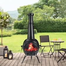 Cast Iron Chiminea Outdoor Fireplace with Mesh Fire Bowl and Chimney Lid — listing 4