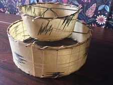 Mid-Century Modern Fiberglass Cone Shade Table Lamp with Black String Design — listing 3