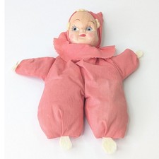 Vintage 1950s-60s Mask-Face Cloth Doll, 21 inches, Yarn Hair with Stuffed Body and Hard Plastic Face — listing 2