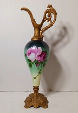 Antique Two-Handled Enameled Porcelain Mantle Vase with Raised Gilt and Moriage Floral Decoration — listing 2