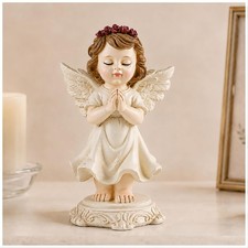Praying Angel Figurine with Pink Feathered Wings and Gold Trim — listing 2