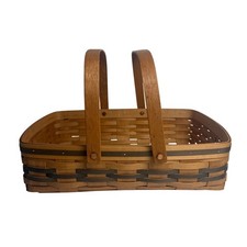 Bradford Basket Company Handwoven Rectangular Gathering Basket with Double Swing Handles — listing 3