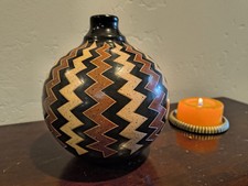Emmanuel Maldonado Hand-Burnished Art Pottery Vase with Geometric Deco Design — listing 6
