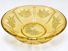 Yellow Depression Glass Square Luncheon Plate with Floral/Scroll Rim Pattern, listing 2