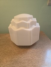 Vintage Frosted Glass Ceiling Light Fixture Shade with Center Hole and Embossed Floral Border — listing 6