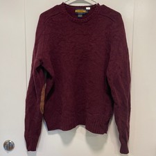 Dark Red Marled Knit Long Sleeve Top with Side Buttons and Elbow Patches — listing 3