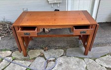 Bassett Brown Wood Writing Desk with Four Drawers and Tapered Legs — listing 2