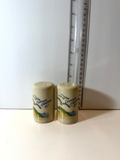 Vintage Michigan Souvenir Miniature Teapot Salt & Pepper Shakers with Tray, Silver-Tone — listing 4