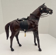Vintage Leather-Wrapped Horse Figurine with Saddle and Bridle, 25" x 5" x 20"H