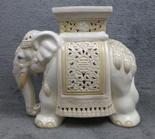 Pair of Vintage Chinese Ceramic Elephant Garden Stools / Plant Stands with Octagonal Tops — listing 5