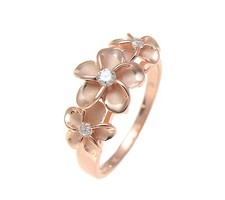 Silver-Tone Plumeria Flower Ring with Central Rhinestone — listing 2