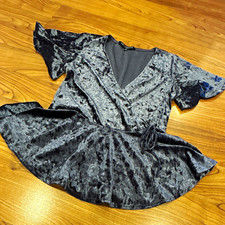 ONE Clothing Black Velvet Rhinestone Collar Fit & Flare Dress, Size L — listing 6